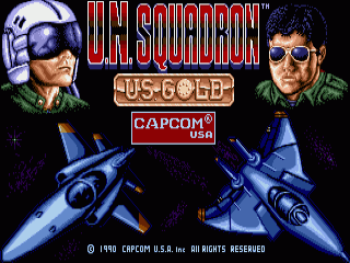 U.N. Squadron title screen for Amiga
